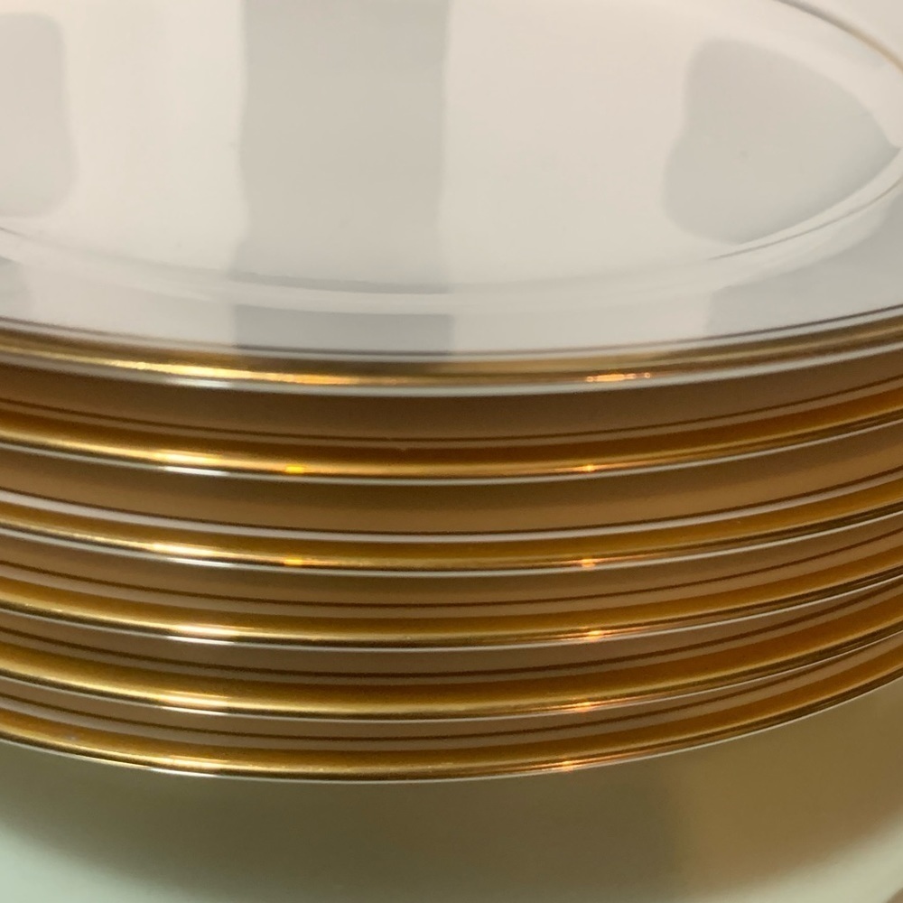 Vintage 1950s Noritake Bone White Ivory China Dessert Plates Gold Rim Set of 6 - Picture 3 of 11